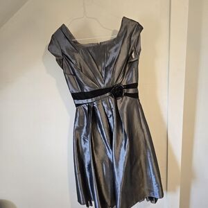 Elegant Silver Dress with Black Accents